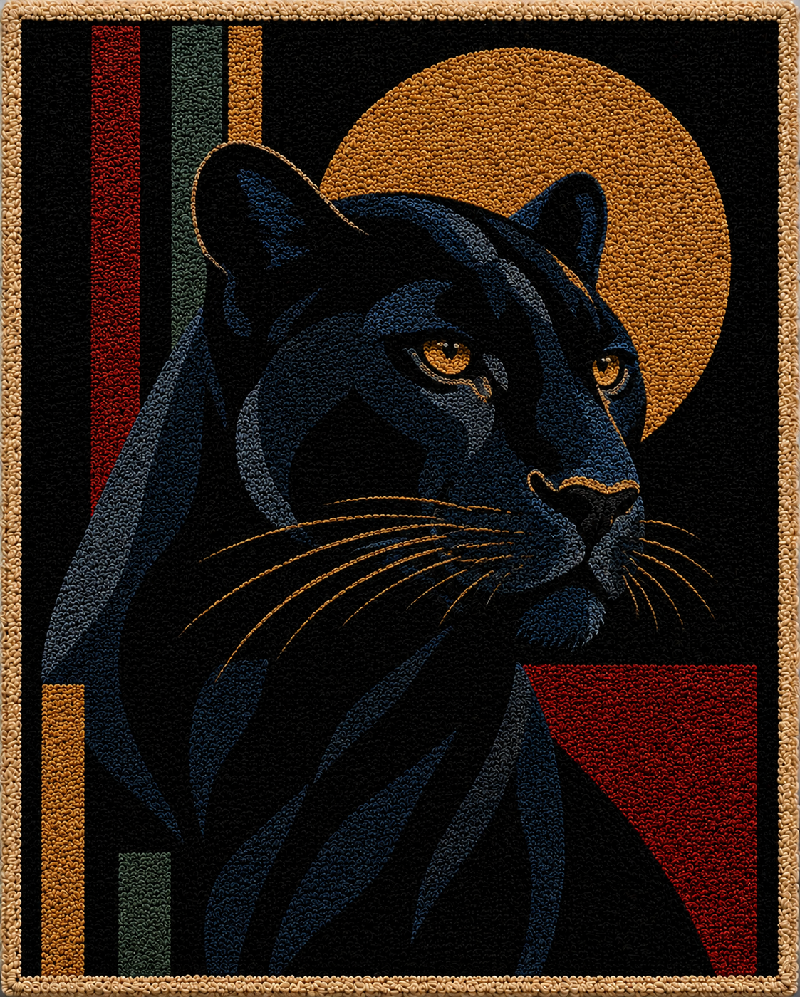 Art Deco Panter — El Yapımı Nakış Tablo